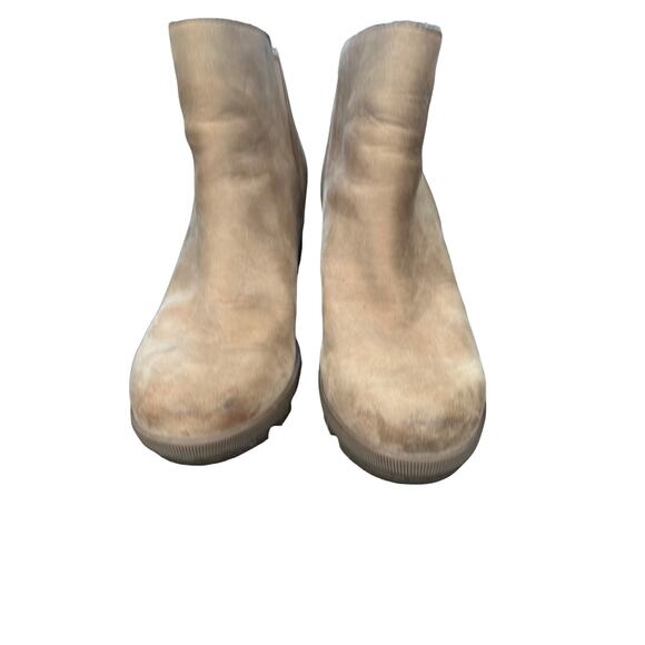 Sorel Beige Suede Leather Joan of Arctic II Side Zip Wedge Chelsea Boots Size 6 - Picture 6 of 9